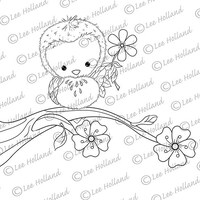 Digital Stamp, Owl with flower, card making, Digi