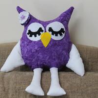 owl, purple and white owl, stuffed, plush owl, shabby chic owl, Toy Owl, Nursery Decor, Sofa Pillow,