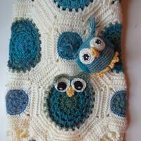 Owl Baby Blanket, Crochet Owl Baby Blanket, Crochet Owl Blanket, Owl New Born Baby Blanket, Owl Nurs