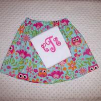 Monogram Initial T-shirt with Owl Skirt Set - birthday party - back to school outfit - owl birthday 