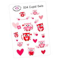 O04 || 21 Cupid Owl Stickers