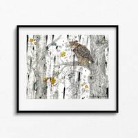 Great Horned Owl, Owl Print, Fall Decor, Print On Paper, Fall Art, Wall Art, By Karri Jamison