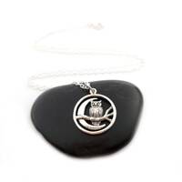 Moon Charm with Owl Necklace - Sterling Silver Jewelry - Dainty Sterling Silver - Gift for Her
