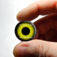Owl Glass Eyes - Yellow Owl Doll Sculpture Taxidermy Eyeballs Handmade Glass Cabochons 8mm 10mm 12mm
