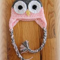 Owl Hat, Winter Hat, Pink Owl Hat, Girls Owl Hat, Earflap Hat, Purple Owl Hat, Blue Owl Hat, Boy Hat