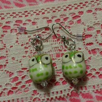 Light Green Ceramic Owl Earrings (E68)