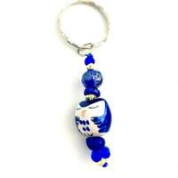Blue Sleepy Owl Keychain
