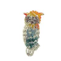 Vintage Owl Brooch, 1970's Enamel Owl Brooch, Pin, Mod Owl, Painted Owl, 1970's Brooch, Jewe