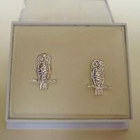 One Pair Sterling Silver Owl Studs