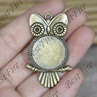 20 mm Owl Round Cabochons,Bronze tone Round Cabochon pendant tray,pendant jewelry findings,Charms pe