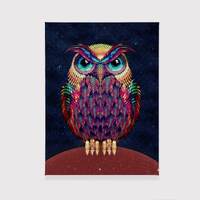 Vibrant Owl Wall Art with Starry Background | Unique Gift for Modern Homes