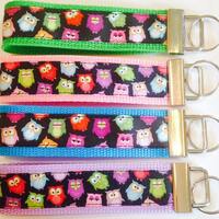 Owls Birds Ribbon Wristlet Bracelet KeyFob/Lanyard/Dog Collar , Luggage/Backpack Tag, Teacher Badge/