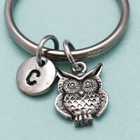 Owl keychain, owl charm, bird keychain, bird charm, personalized keychain, initial keychain, customi