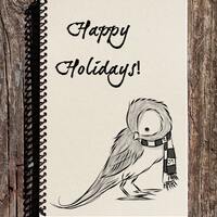 Happy Holidays Owl Notebook: Recycled Kraft Paper Journal