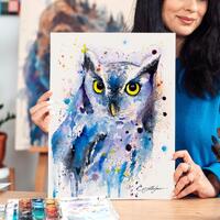 Screech owl Limited Edition Watercolor Art Print by Slaveika Aladjova, animal, illustration, bird, h