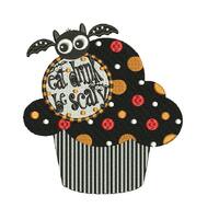 Owl On a Cupcake Halloween Filled Machine Embroidery Digitized Design Pattern  - Instant Download