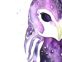 Owl in Purple - Watercolor Print, Watercolor Owl, Purple Owl, Owl Art, Owl Decor, Whimsical Owl, Owl