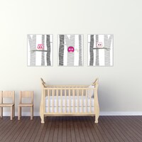 Pink owl nursery decor - Owl nursery print - Owl nursery wall art - Girl nursery wall art - Girl nur