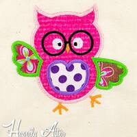 Geeky Owl Applique Embroidery Design, owl applique, geeky applique, machine embroidery, applique, ow
