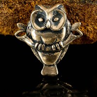 FLYING OWL BRONZE Branch Pendant Necklace Bird Owls Wildlife Forest Woods Charm Amulet Talisman Paga