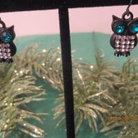 Owl Earrings, Hypoallergenic, Rhinestone Earrings, Dangle Earrings, Owl Jewelry, Fall Jewelry