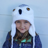 Hand Knit Snowy Owl Winter Hat by Keep'em in Stitches | Fully Lined with Ear Flaps and Tassels |