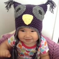 Crochet Owl Hat: Purple Baby Girl Beanie, Newborn Photo Prop