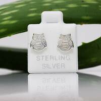 Owl Stud Earrings, Sterling Silver Owl Stud Earrings, Bird Jewelry, Diamond Cut Owl Earring, Owl Stu