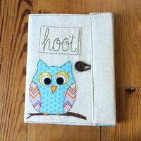 Hoot Owl Covered Composition Book with pen, made to order, notebook, journal, guest book, cute noteb
