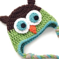 Owl Hat. Boys Animal Hat. Wooland Animal Hat. Newborn boy hat. Take Home Outfit. Newborn hospital Ha