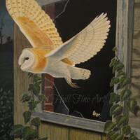 Barn, Owl, Original, Painting, Acrylic, On Board, Richard Hull, Fine Art, Wall, Art, Living Room, Co