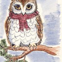 Christmas Owl - Greeting Card