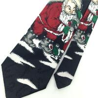 Necktie Special Ties Blk Red Grn Santa Owl On Snow Christmas Classic Tie XO-430 Excellent Xmas Holid