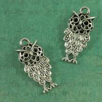 Silver Vintage Inspired Owl Charm -Package of 2