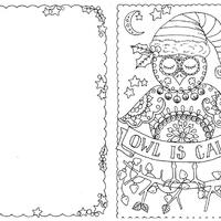 4 Cards to Color Owl Christmas Cards You be the Artist Color and Create your own cards 4 Pack