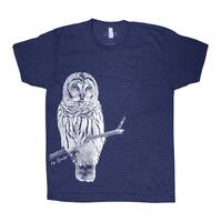 Owl T-Shirt: Unisex Triblend Crew Neck Tee, Bird Graphic
