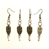 Bronze Owl Charm Earrings