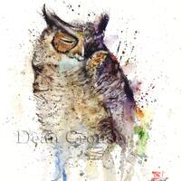 OWL Colorful Watercolor Bird Print by Dean Crouser