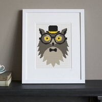 Cross Stitch Pattern - Retro - Hipster Owl - Instant Download