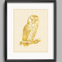 Owl Printable in Gold