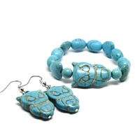 Turquoise Bracelet, Owl Bracelet, Adjustable Bracelet, Stones Bracelet, BLB 18,