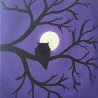 Owl in the Moonlight acrylic painting
