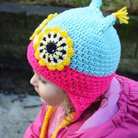 Handmade Crochet Owl hat, Girls hat, little Owl hat, Character Hat, Animal hat