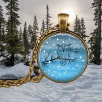 Snow Owl Necklace – Winter Bird Pendant, Christmas Jewelry