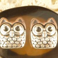 Two Hole Owl Metal Spacer Beads, Copper and Silver Tone (4) - S45