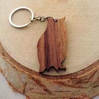 Wooden Owl Keychain, Walnut Wood, Animal Keychain, Environmental Friendly Green materials