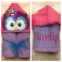 Girl Owl Hooded Towel/ Personalized Owl Hooded Towel/ Animal Hooded Towel/ Child Hooded Towel/ Kids 