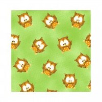 ABC 123 by Henry Glass - Owls on Green Background by the Half Yard