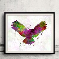Owl 02 in watercolor 8x10 in. to 12x16 in. Fine Art Print Poster Decor Home Watercolor Illustration