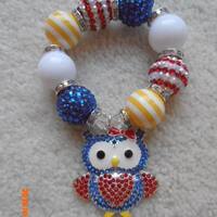 BIG BEAD OWL Charm Bracelet